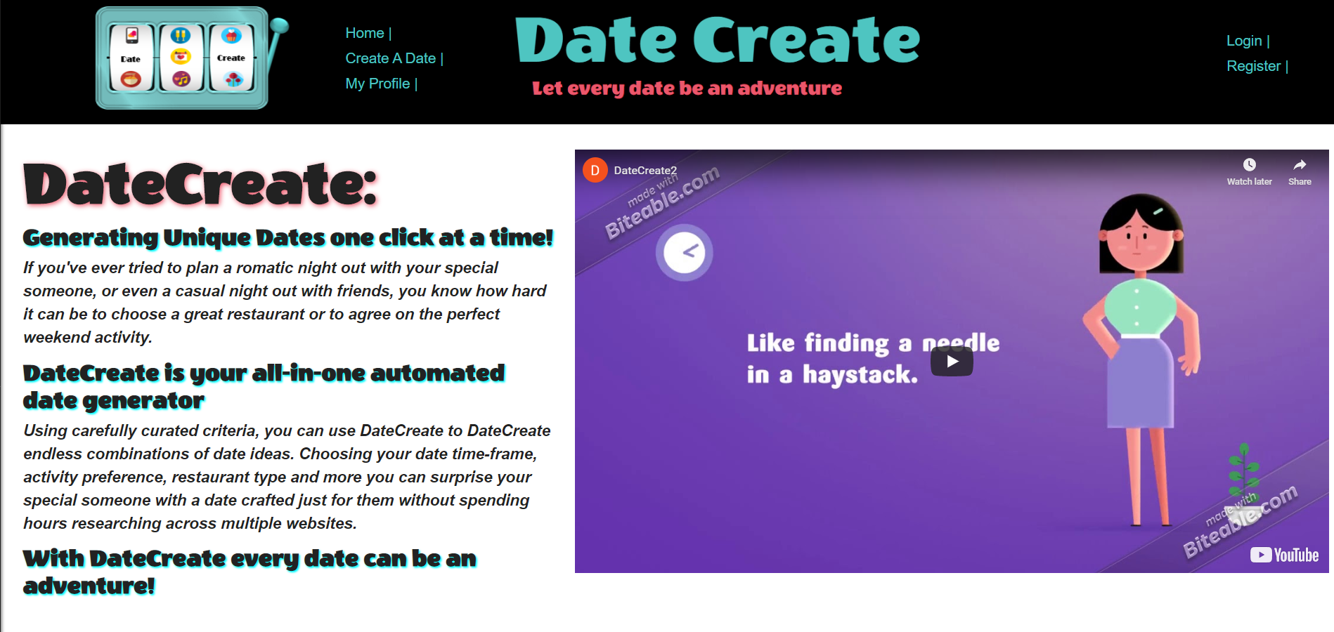 DateCreate Homepage